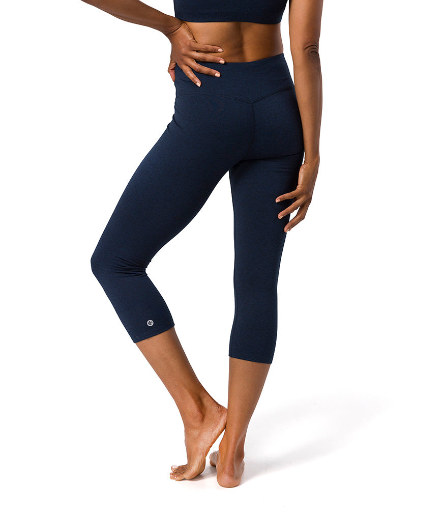 Manduka Dhara Capri Legging - Midnight Heather - rear view | Eco Yoga Store