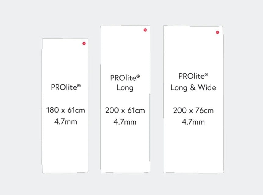 Manduka PROLite Series length & width comparison graphic | Eco Yoga Store