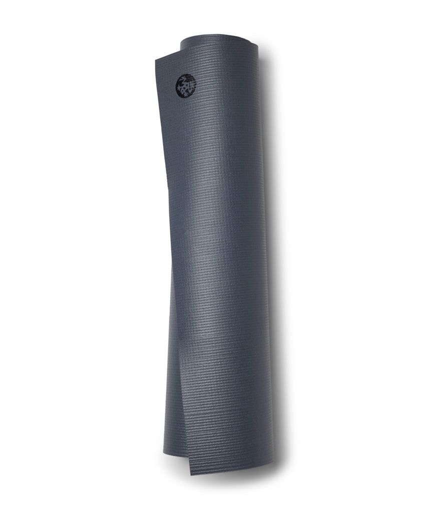 Manduka PRO 6mm Yoga Mat - Black Thunder - rolled vertical | Eco Yoga Store