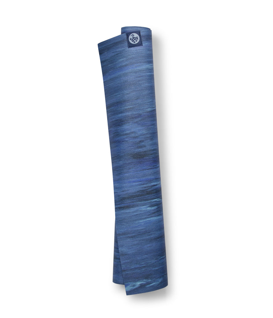 Manduka eKO Superlite 1.5mm Yoga Mat - Blue Moon Marble - rolled vertical | Eco Yoga 