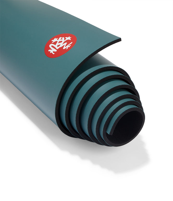 Manduka GRP Adapt 5mm Yoga Mat - Dark Lotus - rolled - logo end showing | Eco Yoga Store