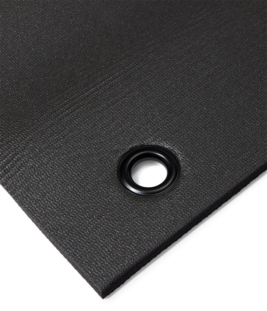 Manduka ENDURA Fitness Mat 10mm - Black - grommet close-up | Eco Yoga Store
