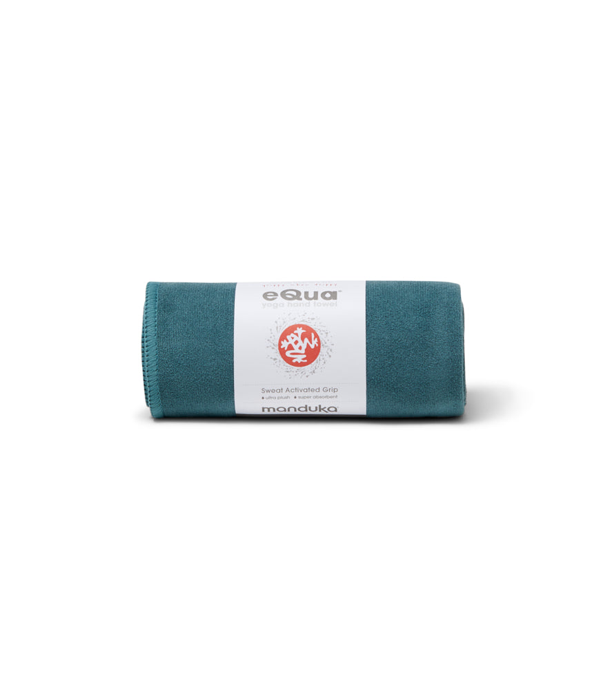 Manduka eQua Hand Towel - Sage - rolled | Eco Yoga Store