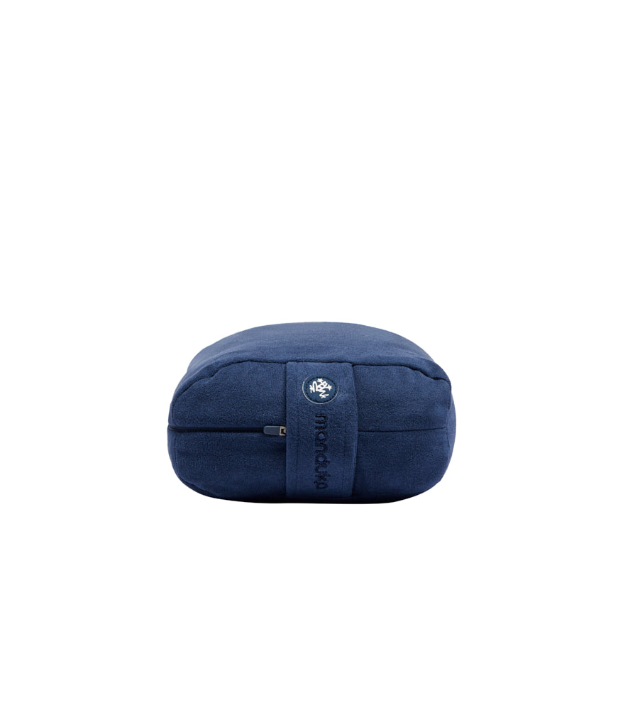 Manduka Enlight Lean Bolster - Midnight - side on + handle | Eco Yoga Store