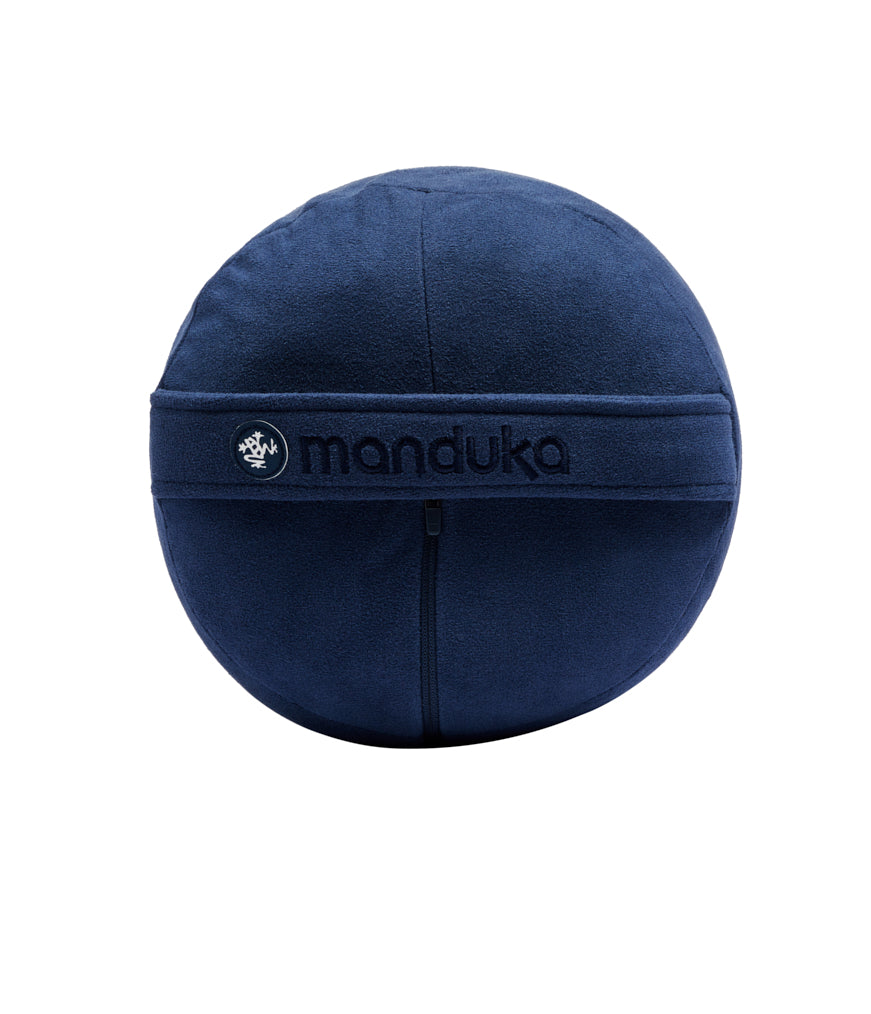 Manduka Enlight Round Bolster - Midnight - side on + handle | Eco Yoga 