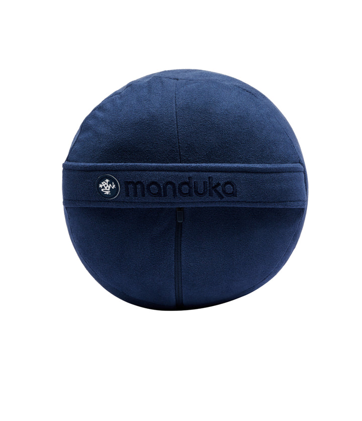 Manduka Enlight Round Bolster - Midnight - side on + handle | Eco Yoga 