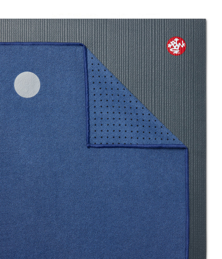 Manduka Yogitoes Mat Towel - Moon - lying flat, corner folded over | Eco Yoga Store