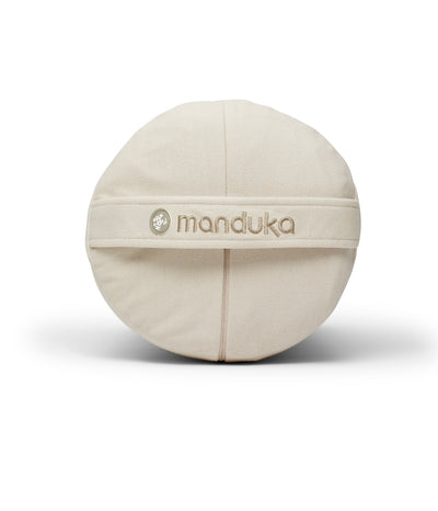 Manduka Enlight Round Bolster - Sand - side on + handle | Eco Yoga Store