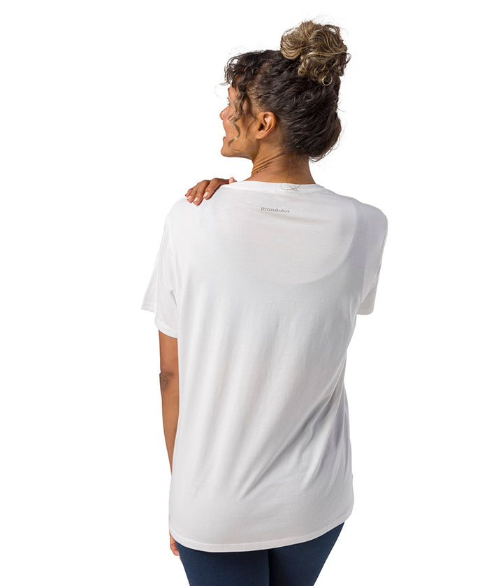 Vinyassa Tee - White - Rear View - Gallery Image 5 | Manduka | Eco Yoga Store