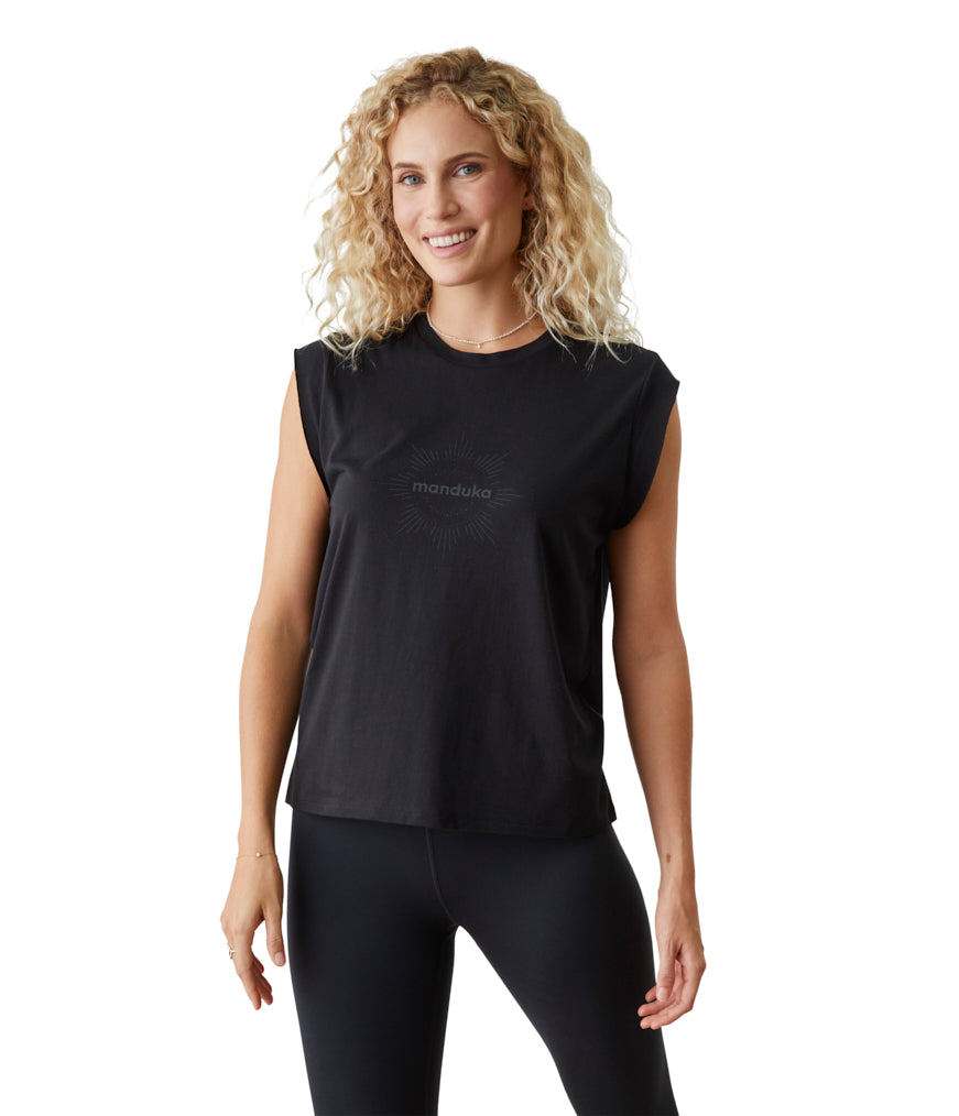 Warrior Tee - Black - Front View - Gallery Image 1 | Manduka | Eco Yoga Store