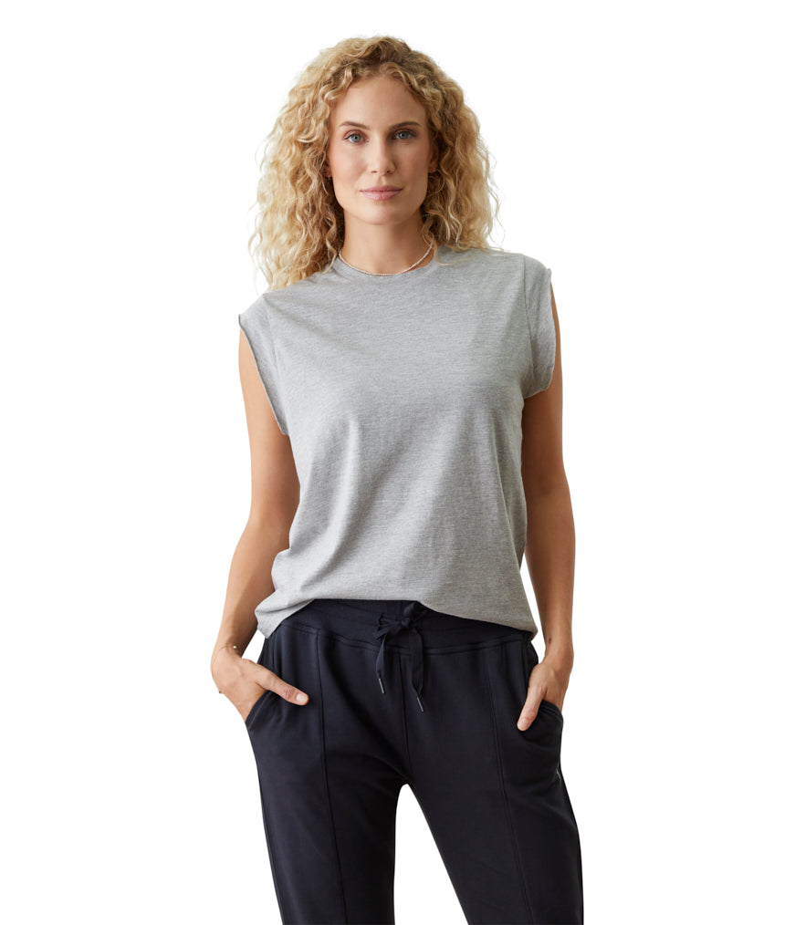 Warrior Tee - Heather Grey - Front View - Gallery Image 1 | Manduka | Eco Yoga Store