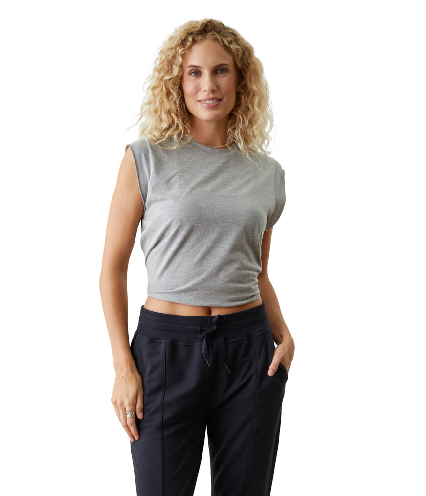 Warrior Tee - Heather Grey - Front View - Gallery Image 5 | Manduka | Eco Yoga Store