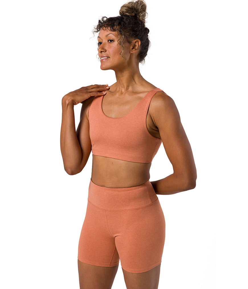 Dhara Bra - Clay Heather - Side View - Gallery Image 6 | Manduka | Eco Yoga Store