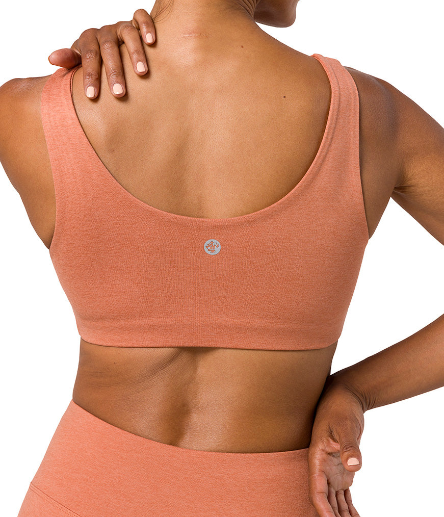 Dhara Bra - Clay Heather - Rear View - Gallery Image 7 | Manduka | Eco Yoga Store