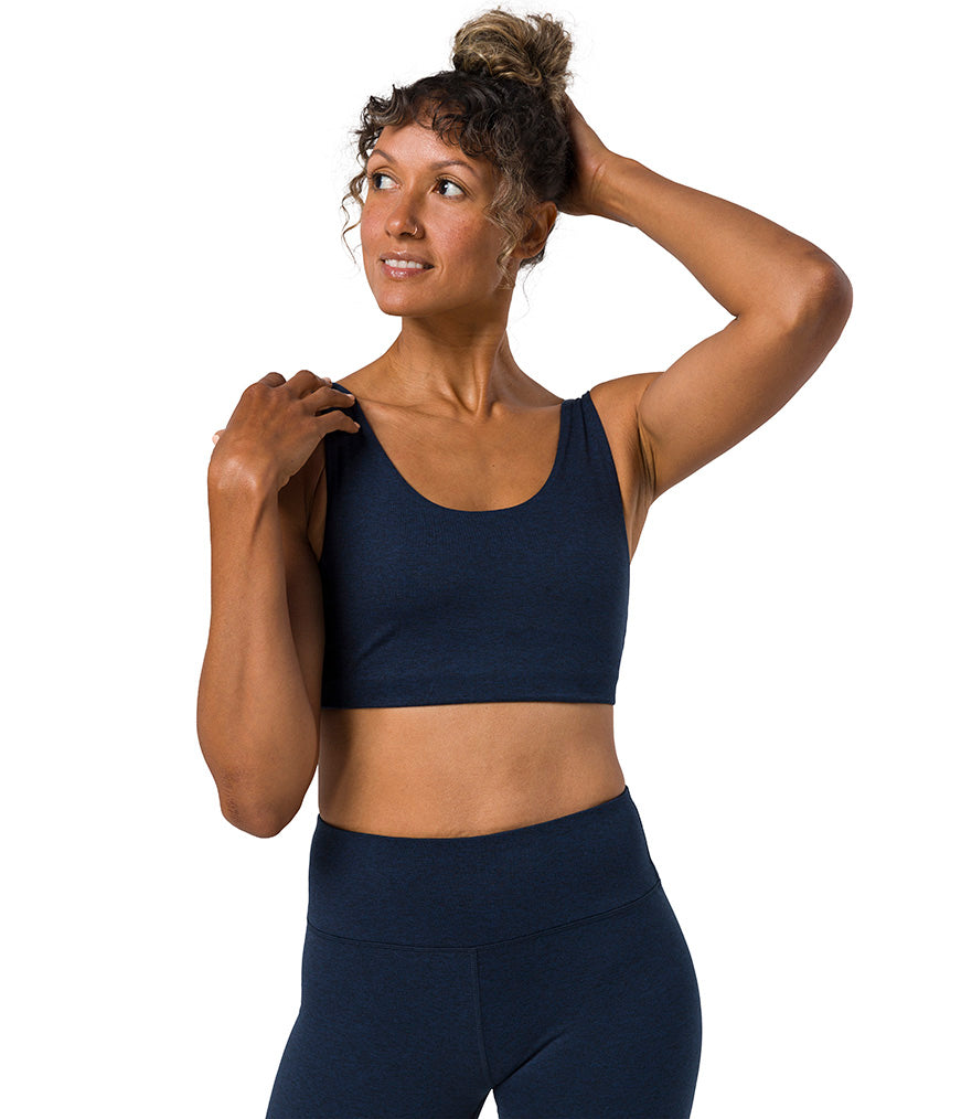 Dhara Bra - Midnight Heather - Front View - Gallery Image 7 | Manduka | Eco Yoga Store