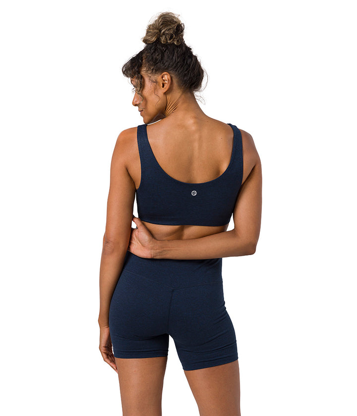 Dhara Bra - Midnight Heather - Rear View - Gallery Image 9 | Manduka | Eco Yoga Store