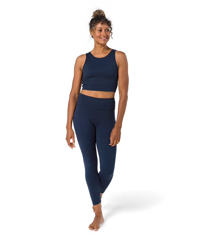 Dhara Legging - Midnight Heather - Front View - Gallery Image 1 | Manduka | Eco Yoga Store