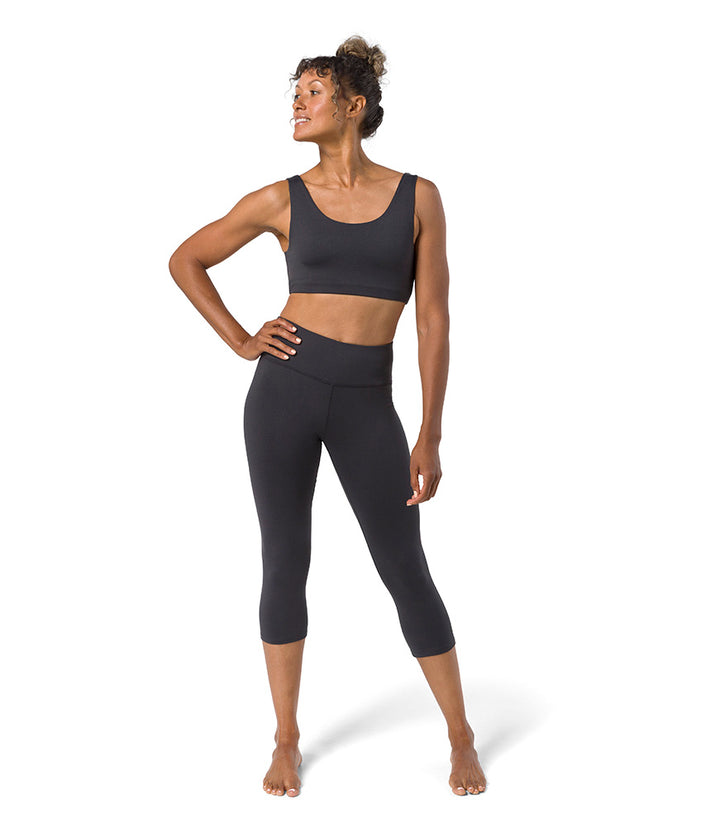 Dhara Capri Legging - Phantom - Front View - Gallery Image 1 | Manduka | Eco Yoga Store