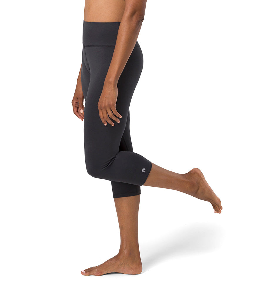 Dhara Capri Legging - Phantom - Side View - Gallery Image  | Manduka | Eco Yoga Store