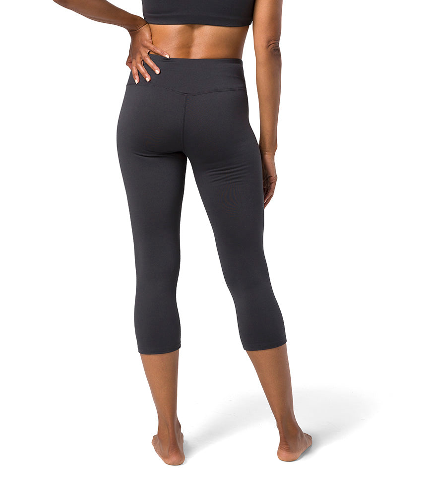 Dhara Capri Legging - Phantom - Rear View - Gallery Image 5 | Manduka | Eco Yoga Store