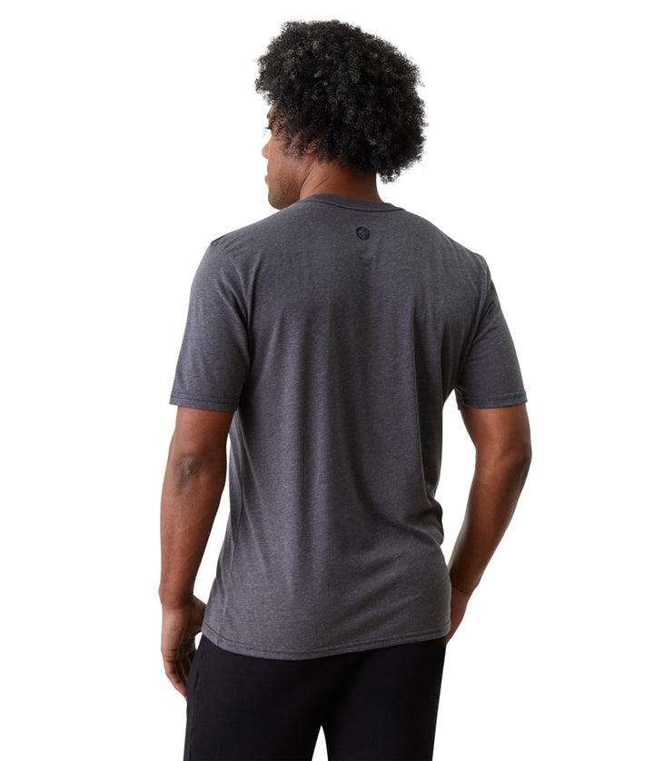 Vinyassa Tee Men - Jet Black Heather - Rear View - Gallery Image 2 | Manduka | Eco Yoga Store