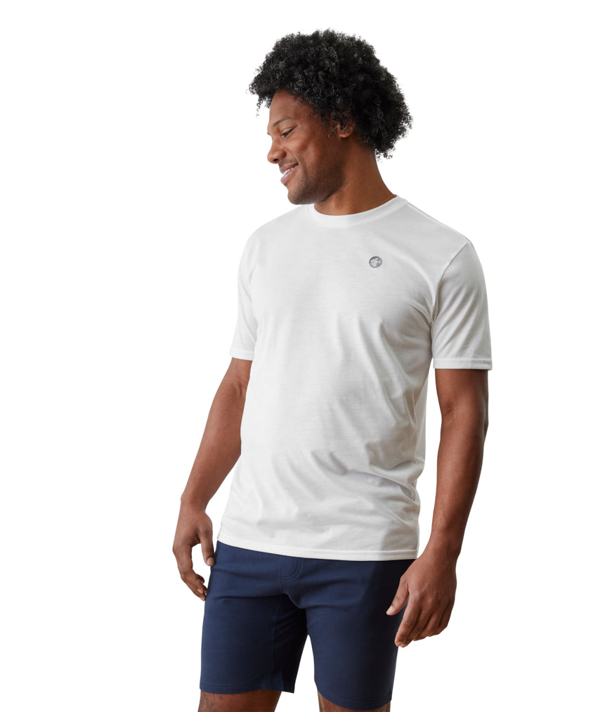 Vinyassa Tee Men - White - Front View - Gallery Image 1 | Manduka | Eco Yoga Store