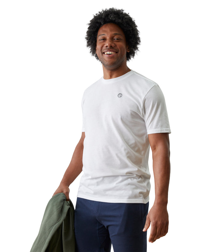 Vinyassa Tee Men - White - Front View - Gallery Image 6 | Manduka | Eco Yoga Store