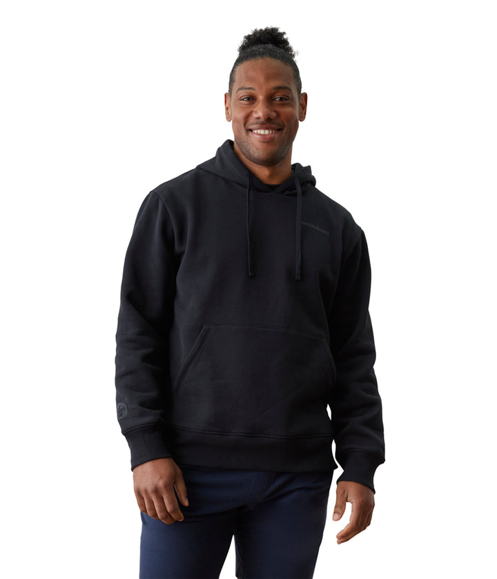 Mens Half Moon Hoodie - Black - Front View - Gallery Image 1 | Manduka | Eco Yoga Store