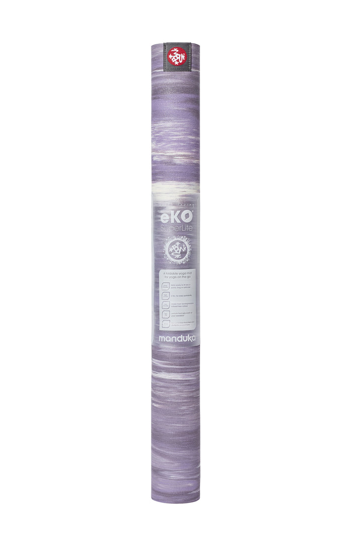 Manduka eKO Superlite 1.5mm Yoga Mat - Hyacinth Marble - rolled vertical in sleeve | Eco Yoga 