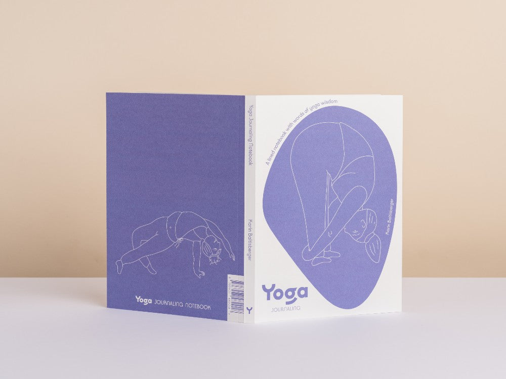 A Yoga Journaling Notebook displayed open to show both the front and rear covers - Yoga Journaling | Eco Yoga Store