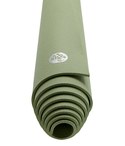 Manduka PROLite 5mm - Celadon Green - rolled end on | Eco Yoga Store