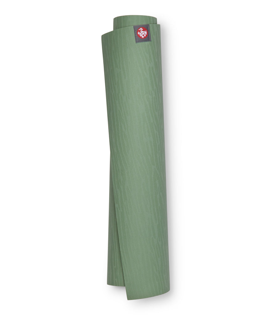 Manduka eKOLite 4mm Yoga Mat - Leaf Green - rolled vertical | Eco Yoga Store