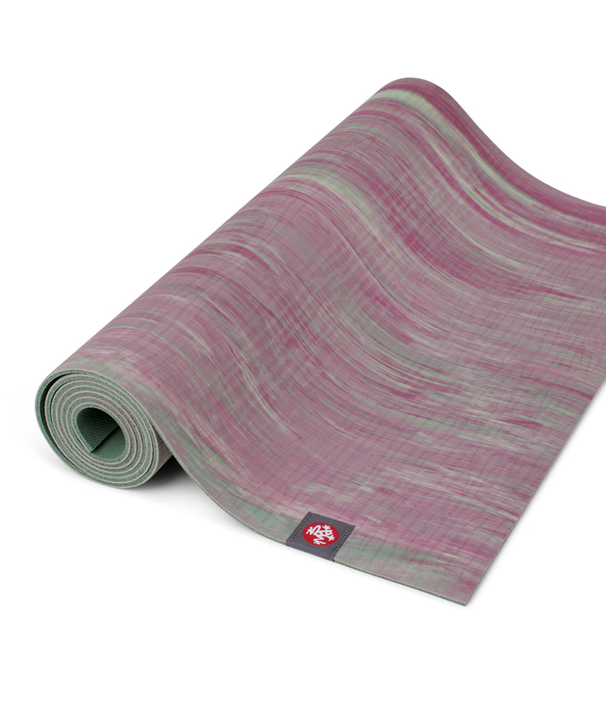 Manduka eKOLite 4mm Yoga Mat - Leaf Marbled - part rolled | Eco Yoga Store