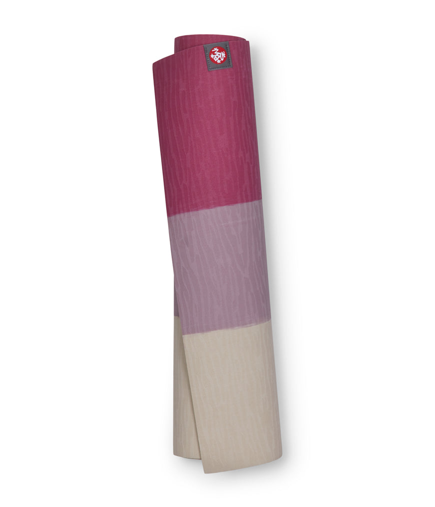 Manduka eKOLite 4mm Yoga Mat - Elderberry Stripe - rolled vertical | Eco Yoga Store