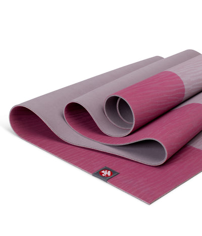 Manduka eKOLite 4mm Yoga Mat - Elderberry Stripe - folded | Eco Yoga Store