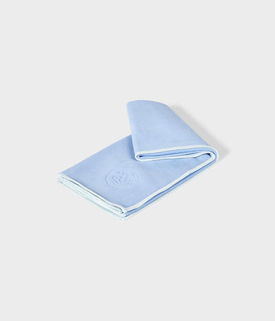Manduka eQua Hand Towel - Clear Blue - folded | Eco Yoga Store