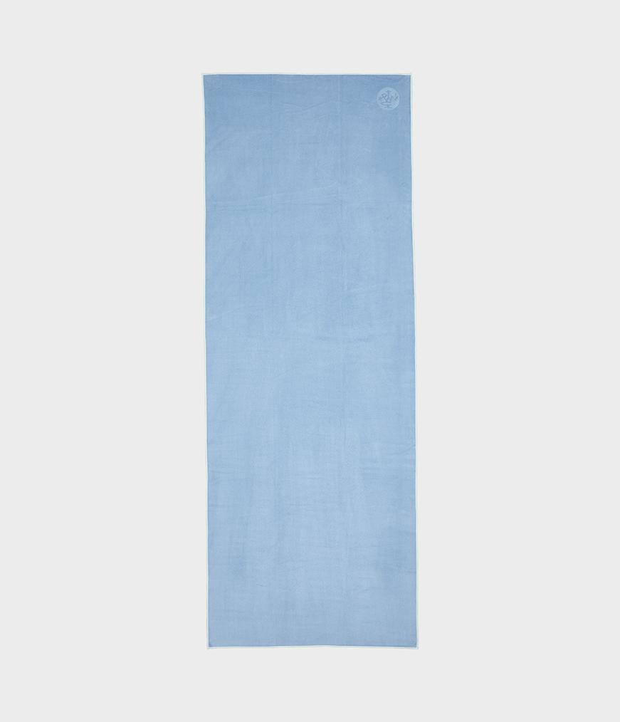 Manduka eQua Mat Towel - Clear Blue - unrolled | Eco Yoga Store