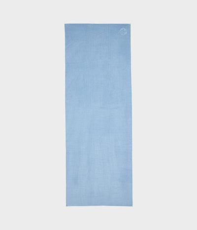 Manduka eQua Mat Towel - Clear Blue - unrolled | Eco Yoga Store