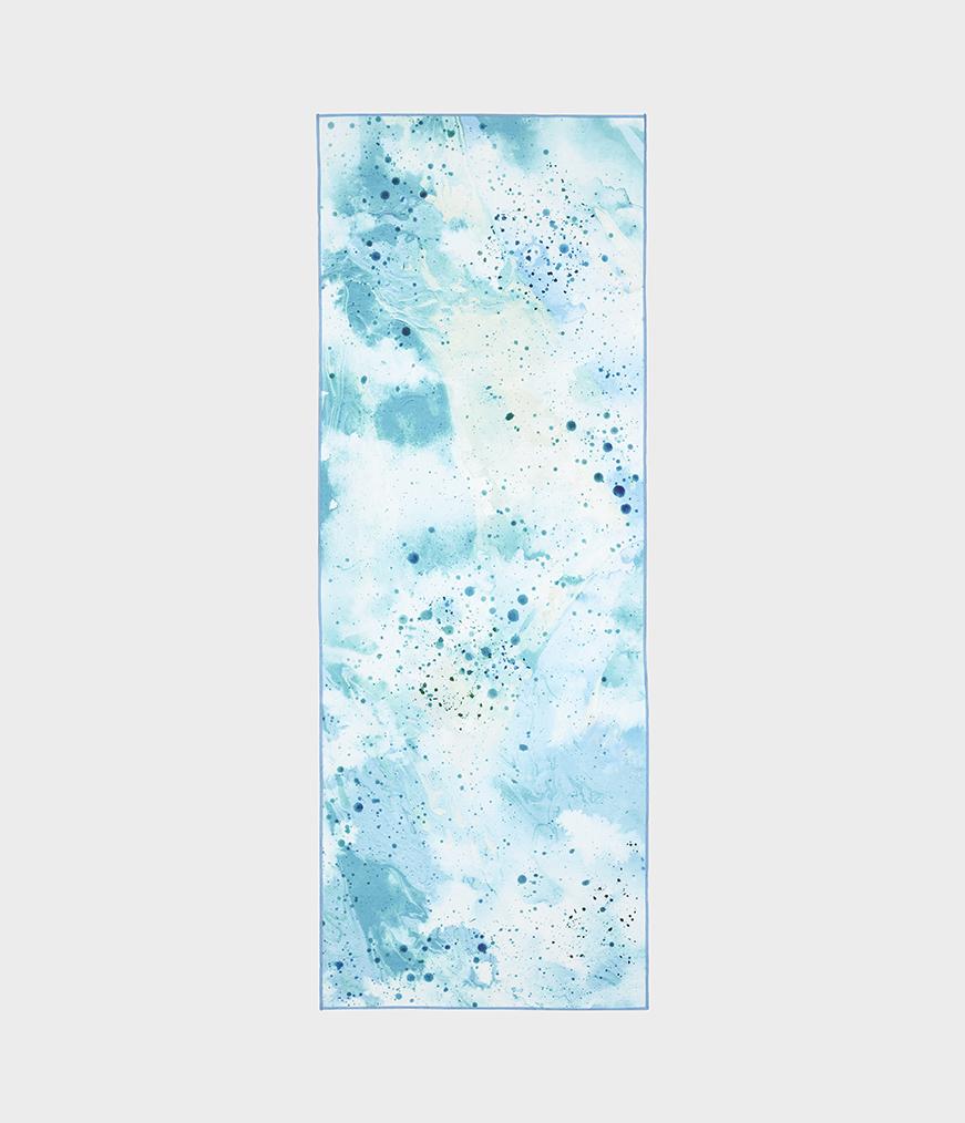 Manduka eQua Mat Towel - Splatter Splash Blue - unrolled | Eco Yoga Store