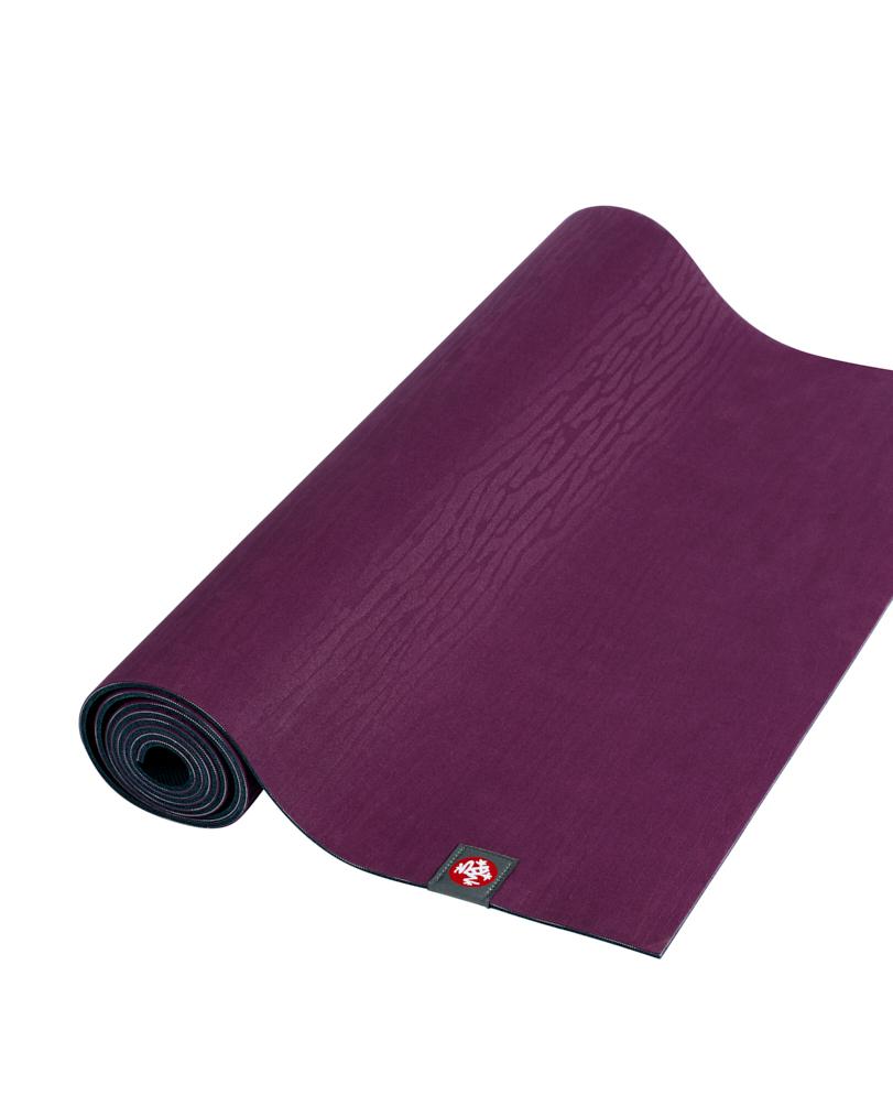 Manduka eKOLite 4mm Yoga Mat - Acai Midnight - part rolled | Eco Yoga Store
