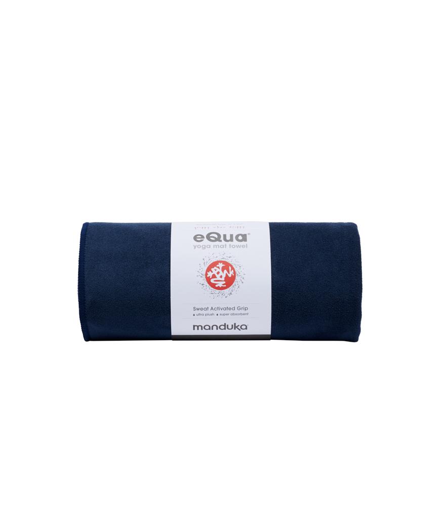 Manduka eQua Mat Towel - Midnight - rolled | Eco Yoga Store