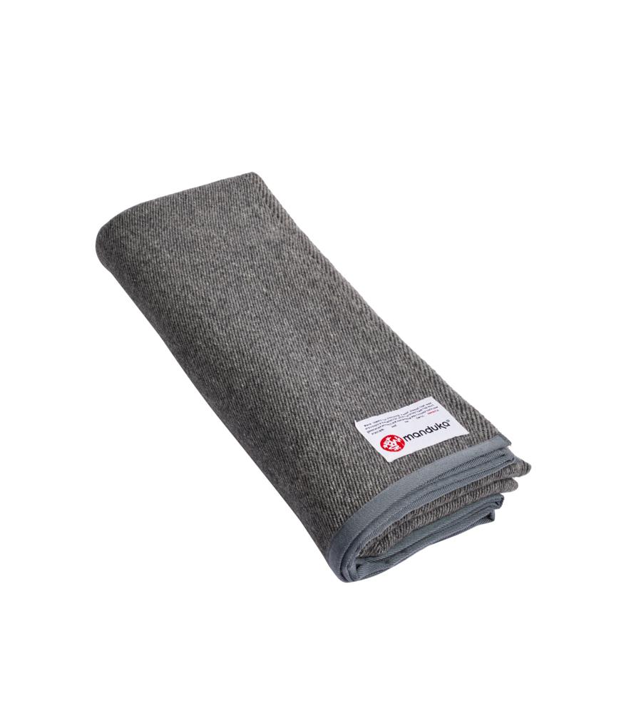 Manduka Luxury Recycled Wool Blanket - Sediment - rolled | Eco Yoga Store