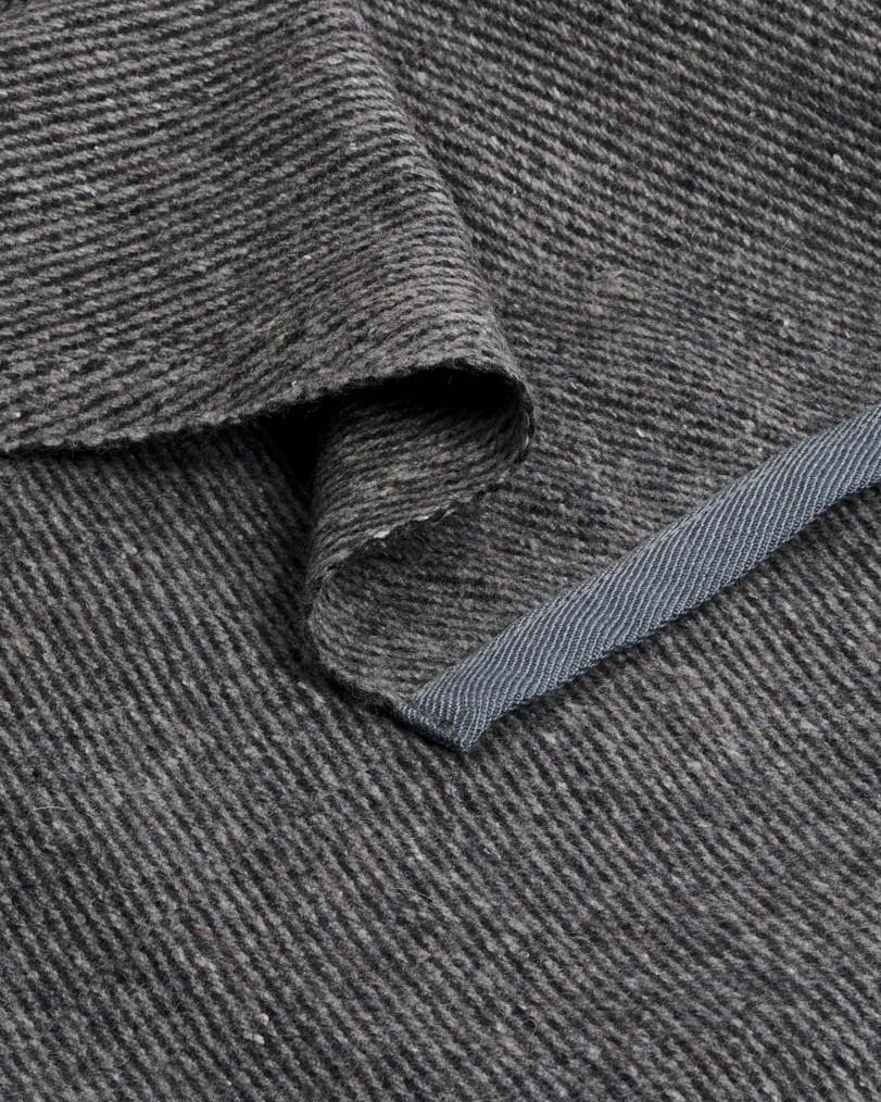 Manduka Luxury Recycled Wool Blanket - Sediment - close up of weave and edge | Eco Yoga Store