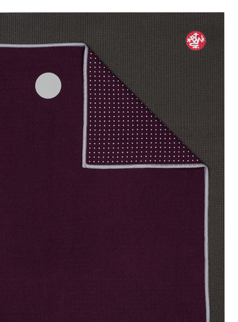 Manduka Yogitoes Mat Towel - Indulge - lying flat, corner folded over | Eco Yoga Store