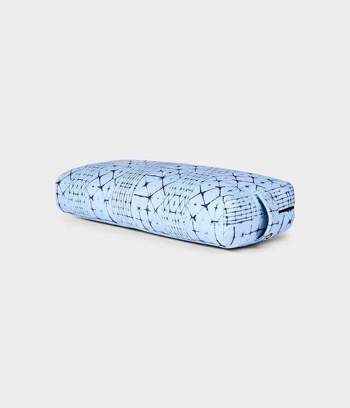 Manduka Enlight Rectangular Bolster - Star Dye Clear Blue - 45 degree angle view | Eco Yoga Store