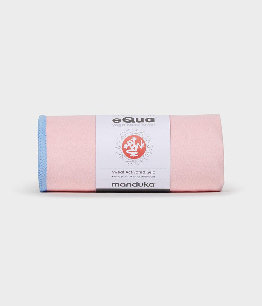Manduka eQua Hand Towel - Coral - rolled | Eco Yoga Store
