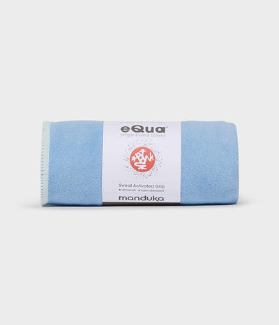 Manduka eQua Hand Towel - Clear Blue - rolled | Eco Yoga Store