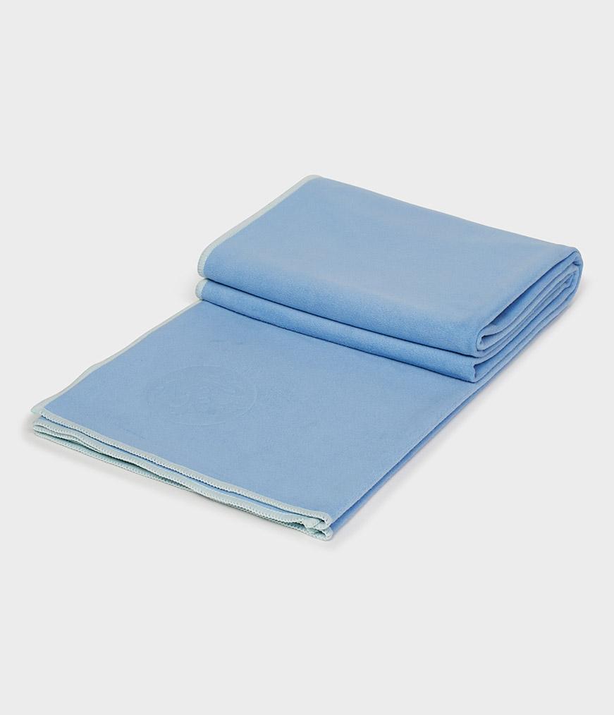 Manduka eQua Mat Towel - Clear Blue - folded | Eco Yoga Store