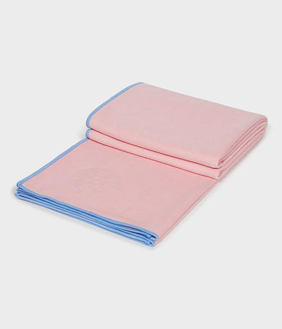 Manduka eQua Mat Towel - Coral - folded | Eco Yoga Store