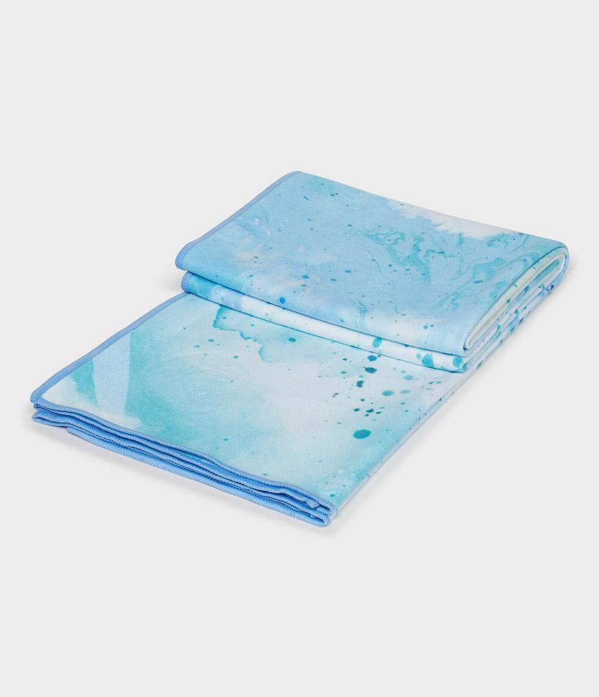 Manduka eQua Mat Towel - Splatter Splash Blue - folded | Eco Yoga Store